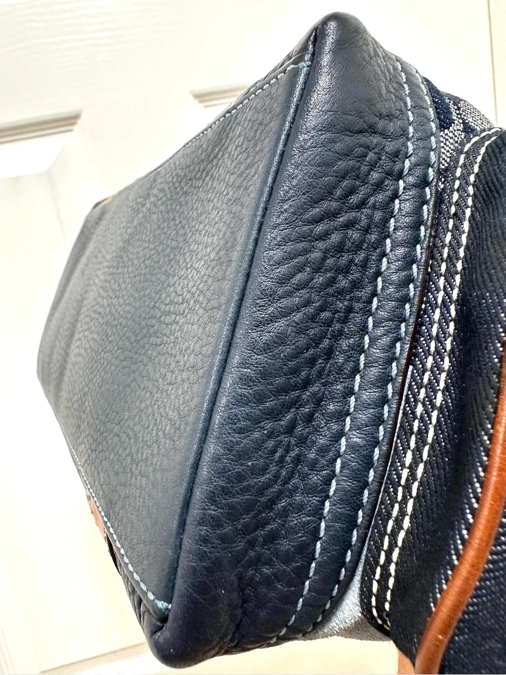 Coach Legacy Mosaic Denim Patchwork Tote Bag Mixed Media Suede Snake
